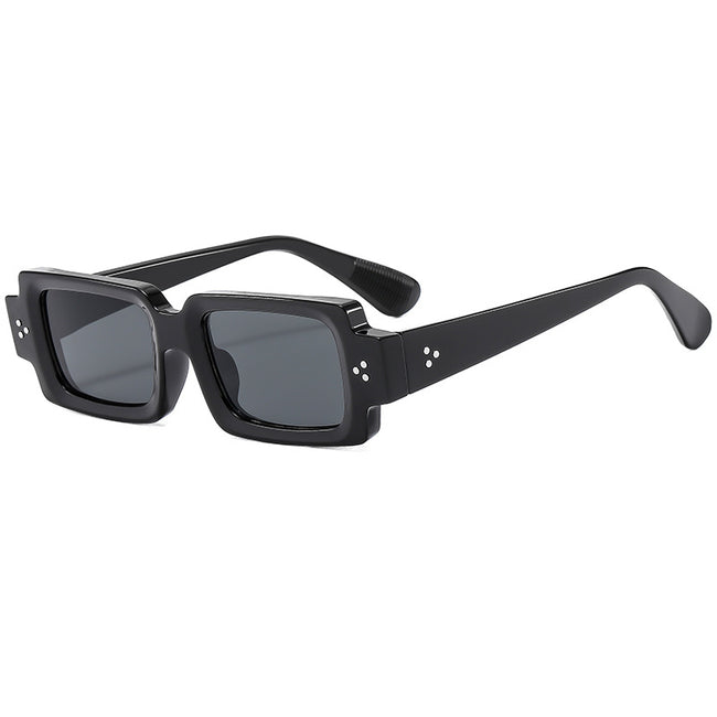 (6 PACK) Wholesale Sunglasses New Arrival Square Fashion Rivet Night Vision Unisex 2024 - BulkSunglassesWholesale.com - Shiny Black Frame Black Lens Hover Image