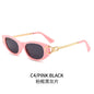 (6 PACK) Wholesale Sunglasses Square New Arrival Trendy Punk Women Street Fashion Round 2024 - BulkSunglassesWholesale.com - Pink Frame Black Black Lens
