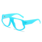 (6 PACK) Wholesale Sunglasses New Arrival Wide Fashion Oversized Trendy 2025 - BulkSunglassesWholesale.com - Blue Frame Clear Lens