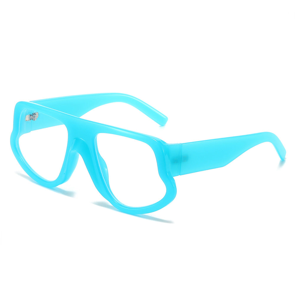 (6 PACK) Wholesale Sunglasses New Arrival Wide Fashion Oversized Trendy 2025 - BulkSunglassesWholesale.com - Blue Frame Clear Lens