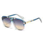 (6 PACK) Wholesale Sunglasses New Arrival Vintage Double Bridge Aviator Fashion Square Men 2025 - BulkSunglassesWholesale.com - Blue Frame Blue Tea Lens