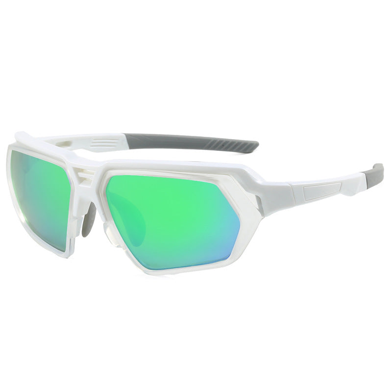 (12 PACK) Wholesale Sports Sunglasses Unique Cycling Outdoor Fashion 2024 - BulkSunglassesWholesale.com - White Frame Green Mirrored