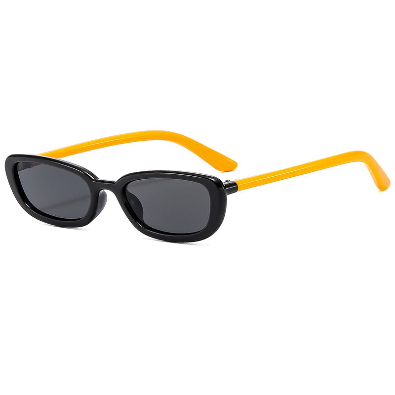 (6 PACK) Wholesale Sunglasses New Arrival Fashion Women Trendy Square 2024 - BulkSunglassesWholesale.com - Black Frame Black Lens Orange Temple