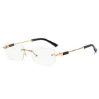 (6 PACK) Wholesale Sunglasses Rimless Polygon Cut Edge Fashion Trendy 2024 - BulkSunglassesWholesale.com - Gold Frame White