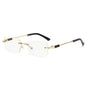 (6 PACK) Wholesale Sunglasses Rimless Polygon Cut Edge Fashion Trendy 2024 - BulkSunglassesWholesale.com - Gold Frame White