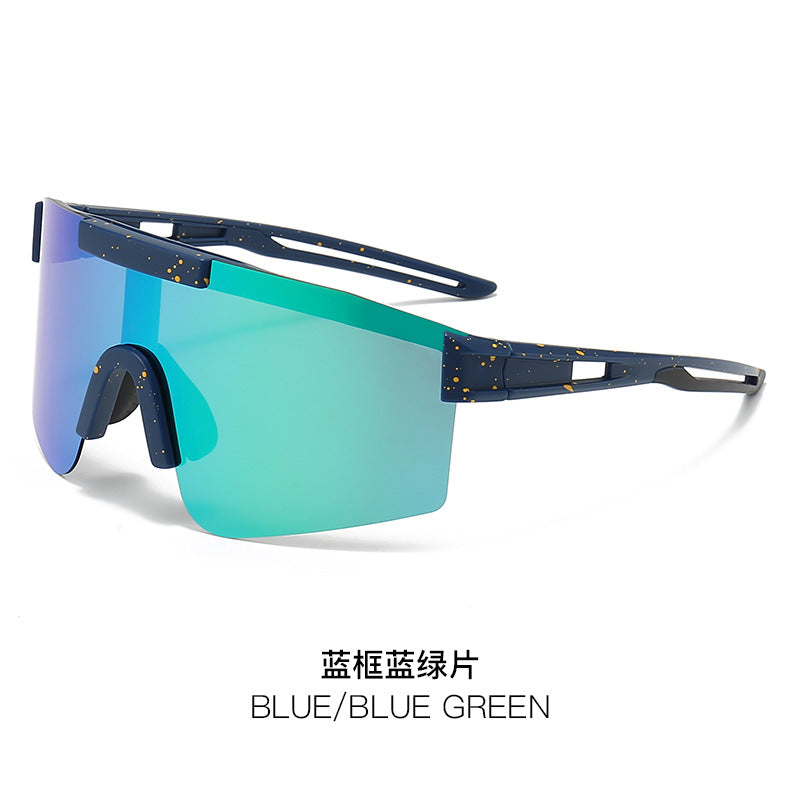 (12 PACK) Wholesale Sports Sunglasses New Arrival Sport Polarized Fashion Trendy Cycling Outdoor 2024 - BulkSunglassesWholesale.com - Blue Frame Blue Green Lens