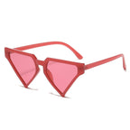 (6 PACK) Wholesale Sunglasses New Arrival Fashion Unique Hip Hop Triangle Jelly 2025 - BulkSunglassesWholesale.com - Red Frame Pink Lens
