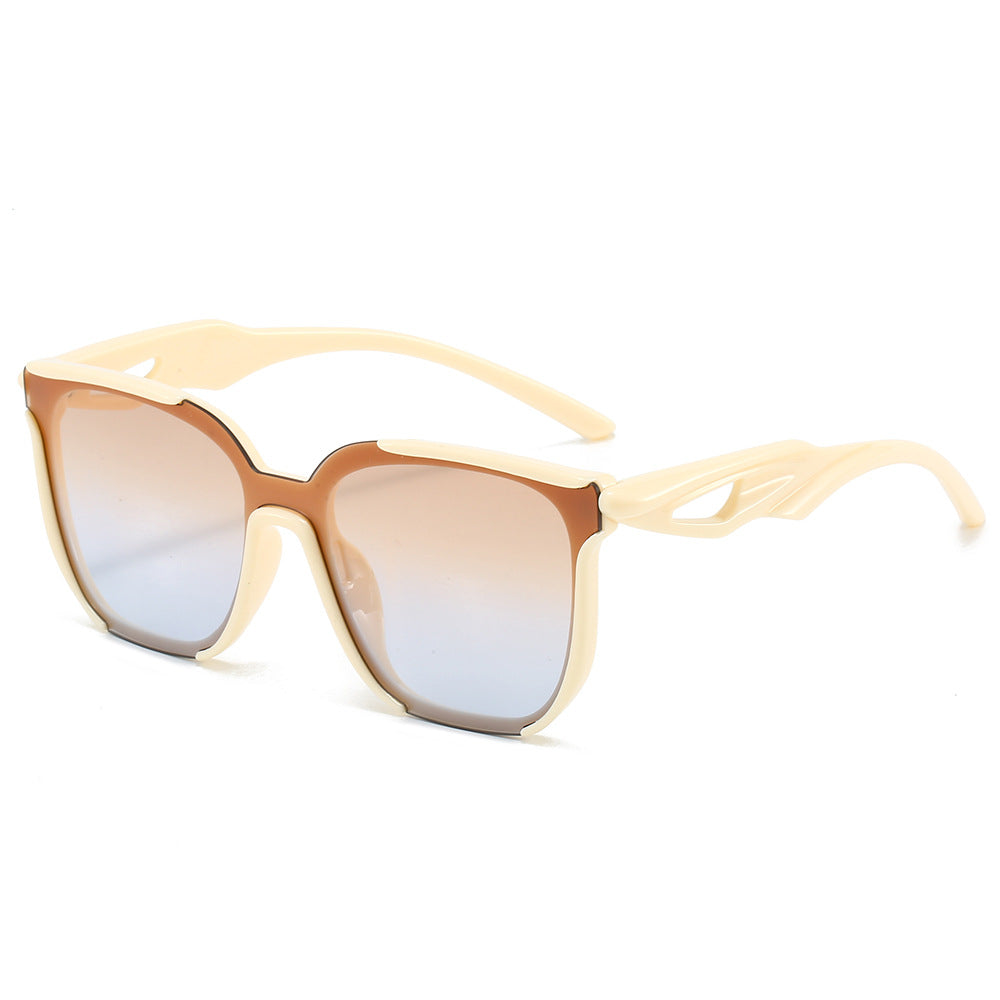 (6 PACK) Wholesale Sunglasses Unique New Arrival Women Outdoor Sport Cycling 2024 - BulkSunglassesWholesale.com - Beige White Frame Tea Blue Lens