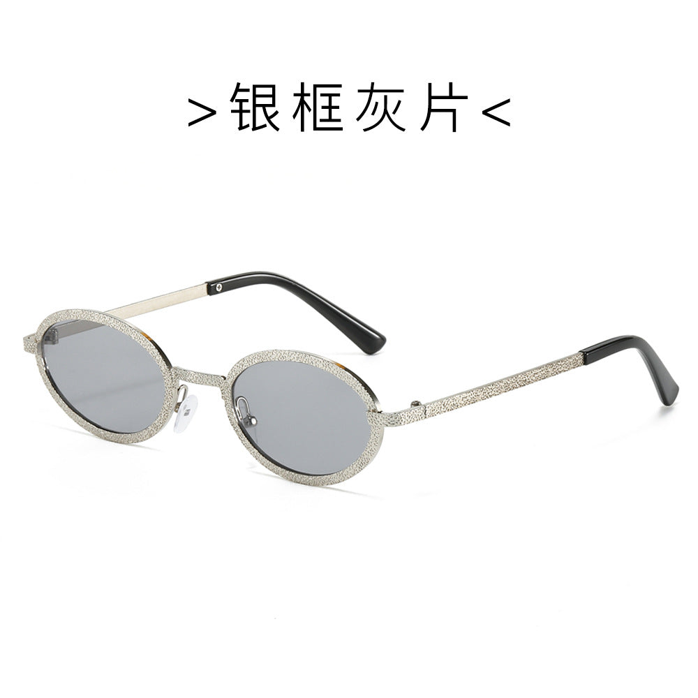 (6 PACK) Wholesale Sunglasses New Arrival Round Fashion Metal Vintage 2024 - BulkSunglassesWholesale.com - Silver Frame Black Lens