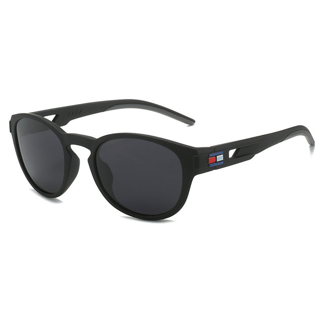 (12 PACK) Wholesale Sports Sunglasses New Arrival Unisex Polarized Fashion Cycling Outdoor Sport 2024 - BulkSunglassesWholesale.com - Black Frame Grey Temple Black Lens Hover Image