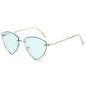 (6 PACK) Wholesale Sunglasses New Arrival Unique Metal Small Triangle Rimless Cut Edge Hip Hop 2024 - BulkSunglassesWholesale.com - Silver Frame Blue Lens