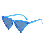 (6 PACK) Wholesale Sunglasses New Arrival Fashion Unique Hip Hop Triangle Jelly 2025 - BulkSunglassesWholesale.com - Blue Frame Blue Black Lens