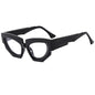 (6 PACK) Wholesale Sunglasses New Arrival Cat Eye Unique Hip Hop Fashion Women 2024 - BulkSunglassesWholesale.com - Black Frame Clear Lens