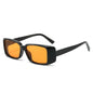 (6 PACK) Wholesale Sunglasses New Arrival Square Unique Small Vintage 2024 - BulkSunglassesWholesale.com - Shiny Black Frame Orange Lens