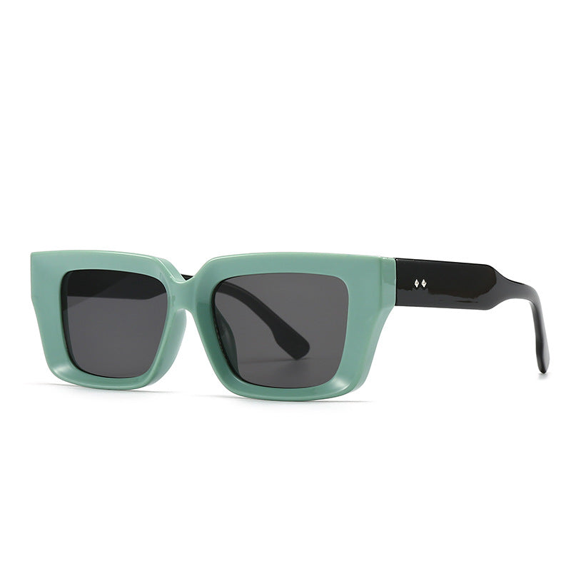 (6 PACK) Wholesale Sunglasses Trendy Street Antiblue Light Women 2024 - BulkSunglassesWholesale.com - Green Frame Grey