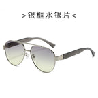 (6 PACK) Wholesale Sunglasses New Arrival Men Vintage Metal Aviator Double Bridge 2024 - BulkSunglassesWholesale.com - Silver Frame Mirrored Lens