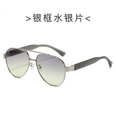 (6 PACK) Wholesale Sunglasses New Arrival Men Vintage Metal Aviator Double Bridge 2024 - BulkSunglassesWholesale.com - Silver Frame Mirrored Lens