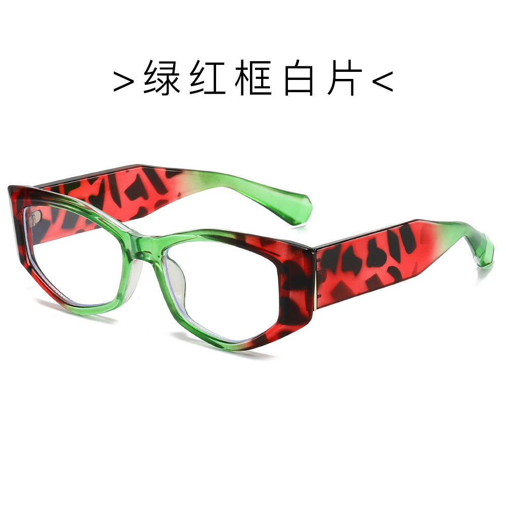 (6 PACK) Wholesale Sunglasses Unique New Arrival Trendy Cat Eye Women 2024 - BulkSunglassesWholesale.com - Green Red Frame Clear Lens