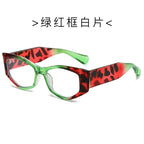 (6 PACK) Wholesale Sunglasses Unique New Arrival Trendy Cat Eye Women 2024 - BulkSunglassesWholesale.com - Green Red Frame Clear Lens