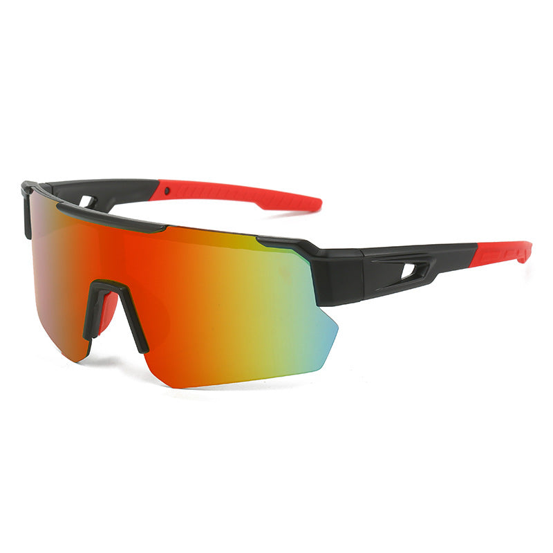 (12 PACK) Wholesale Sports Sunglasses New Arrival Outdoor Windproof Unisex Cycling Sport 2024 - BulkSunglassesWholesale.com - Matt Black Purple Mirrored