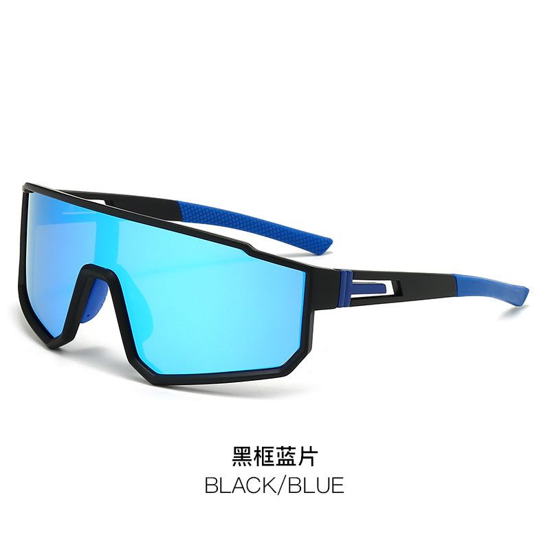 (12 PACK) Wholesale Sports Sunglasses New Arrival Fashion Sport Polarized Women Outdoor Cycling One Piece 2024 - BulkSunglassesWholesale.com - Black Frame Blue Lens