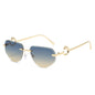 (6 PACK) Wholesale Sunglasses New Arrival Rimless Unique Metal Fashion Cut Edge Unisex 2024 - BulkSunglassesWholesale.com - Gold Frame Green Yellow Lens
