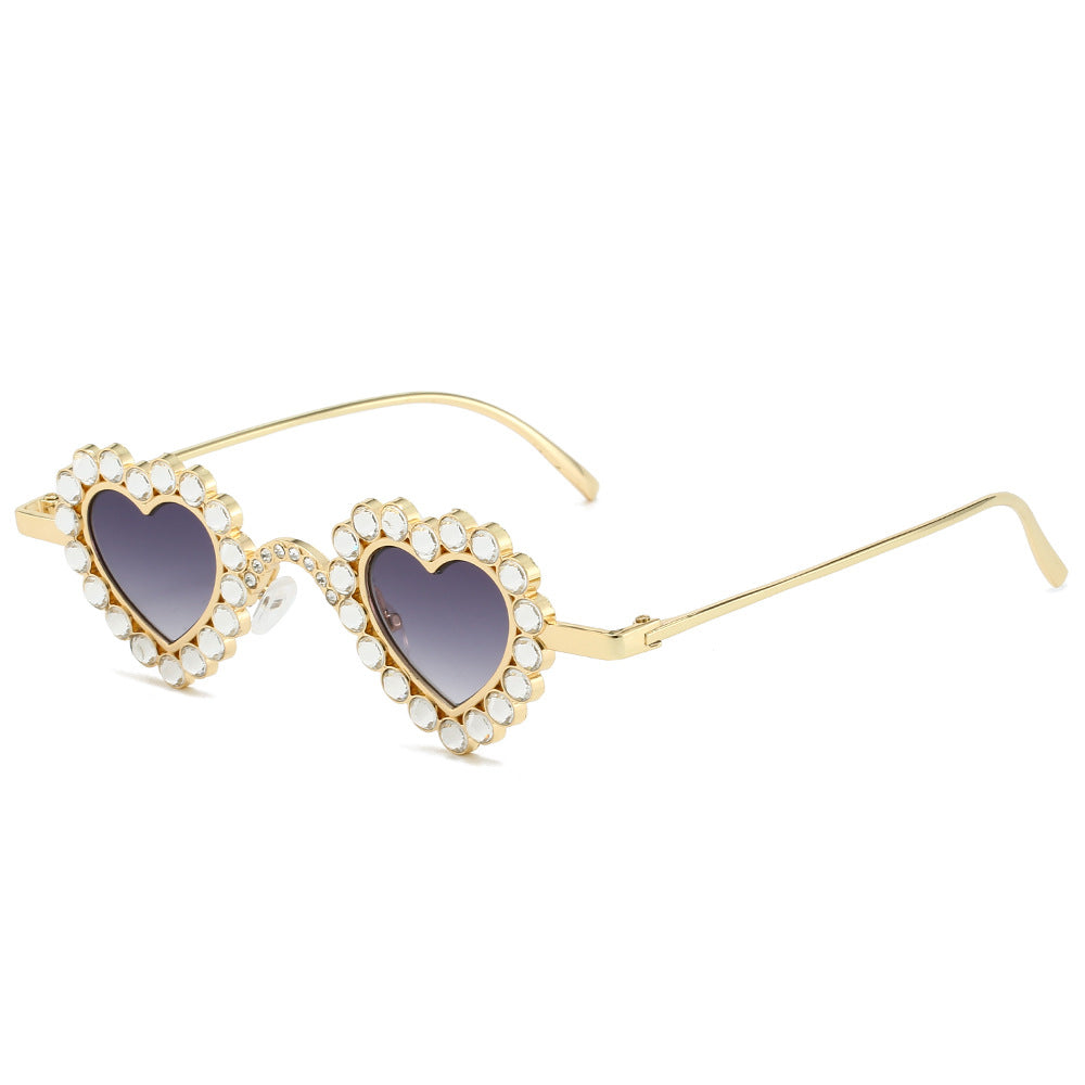 (6 PACK) Wholesale Sunglasses New Arrival Rhinestone Unique Small Rhinestone Fashion Women 2024 - BulkSunglassesWholesale.com - Gold Frame Gradient Black Lens