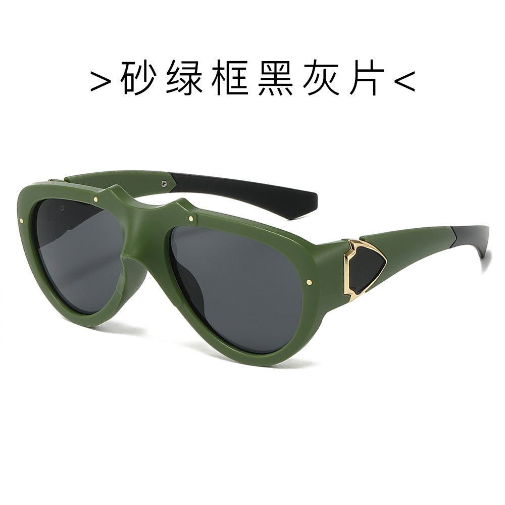 (6 PACK) Wholesale Sunglasses New Arrival Fashion Vintage Cat Eye Women 2024 - BulkSunglassesWholesale.com - Matt Green Frame Black Black Lens