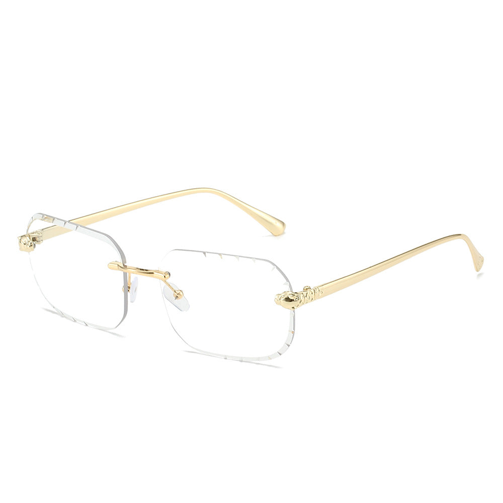 (6 PACK) Wholesale Sunglasses New Arrival Rimless Fashion Square Cut Edge Women 2024 - BulkSunglassesWholesale.com - Gold Frame Clear Lens