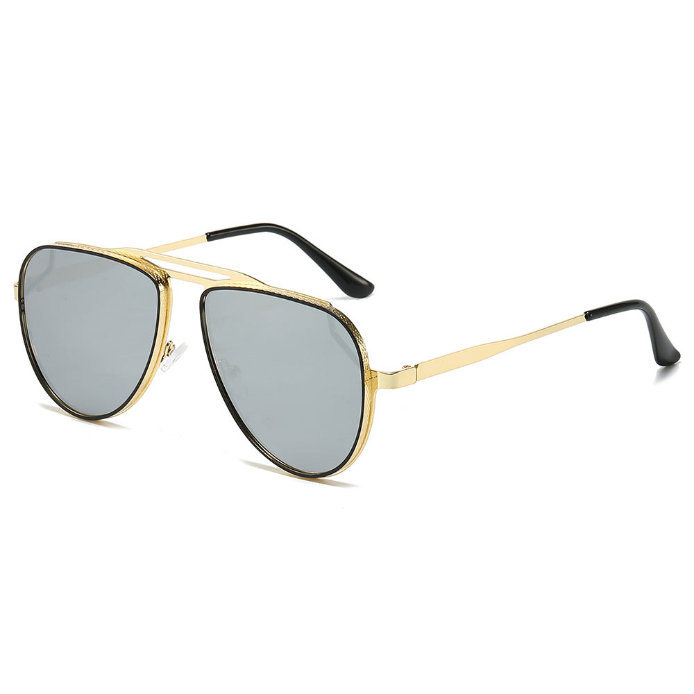 (6 PACK) Wholesale Sunglasses New Arrival Aviator Vintage Classic Fashion Aviator Double Bridge Unisex 2024 - BulkSunglassesWholesale.com - Gold Frame Mirrored Lens