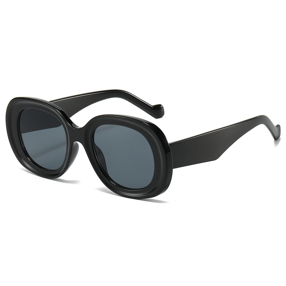 (6 PACK) Wholesale Sunglasses New Arrival Oval Unique Oversized Fashion 2024 - BulkSunglassesWholesale.com - Black Frame Black Lens