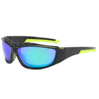 (12 PACK) Wholesale Sports Sunglasses New Arrival Polarized Sport Outdoor Cycling 2024 - BulkSunglassesWholesale.com - Black Frame Green Mirrored