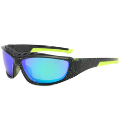 (12 PACK) Wholesale Sports Sunglasses New Arrival Polarized Sport Outdoor Cycling 2024 - BulkSunglassesWholesale.com - Black Frame Green Mirrored