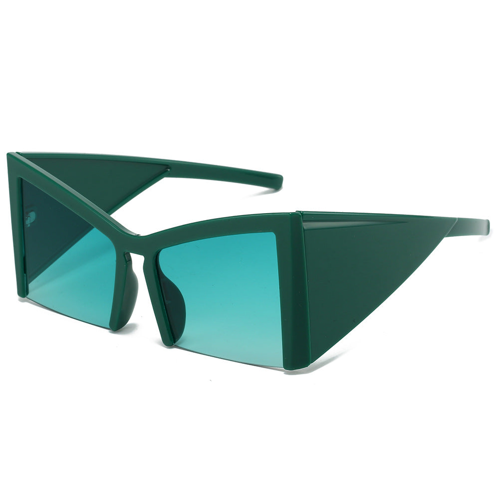 (6 PACK) Wholesale Sunglasses New Arrival Unique Oversized Cat Eye Oversized Fashion Women 2024 - BulkSunglassesWholesale.com - Green Frame Green Lens