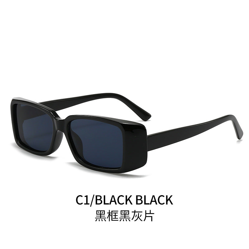 (6 PACK) Wholesale Sunglasses New Arrival Square Women Fashion Unique Square 2024 - BulkSunglassesWholesale.com - Black Frame Black Black Lens