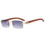 (6 PACK) Wholesale Sunglasses New Arrival Trendy Rimless Vintage Women Square 2024 - BulkSunglassesWholesale.com - Gold Frame Gradient Black Lens