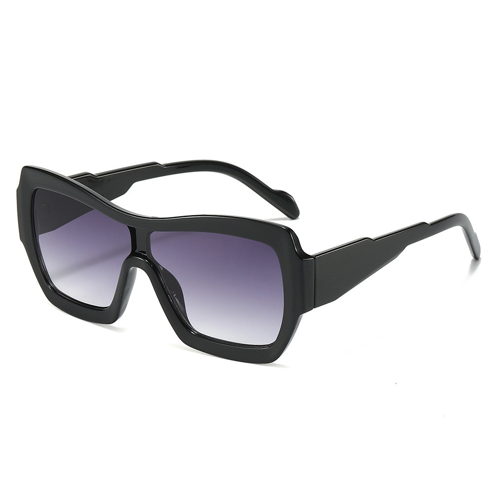 (6 PACK) Wholesale Sunglasses New Arrival One Piece Square One Piece Oversized Fashion 2025 - BulkSunglassesWholesale.com - Black Frame Gradient Black Lens