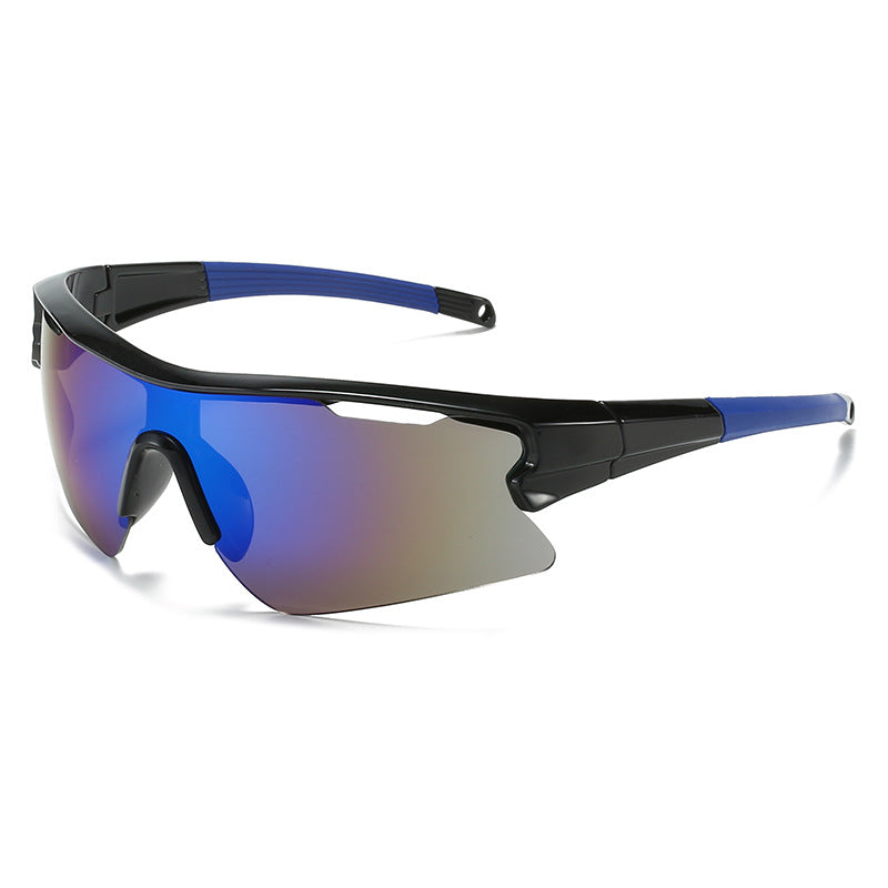 (12 PACK) Wholesale Sports Sunglasses New Arrival Outdoor Cycling Women Sport One Piece 2024 - BulkSunglassesWholesale.com - Black Frame Blue Mirrored