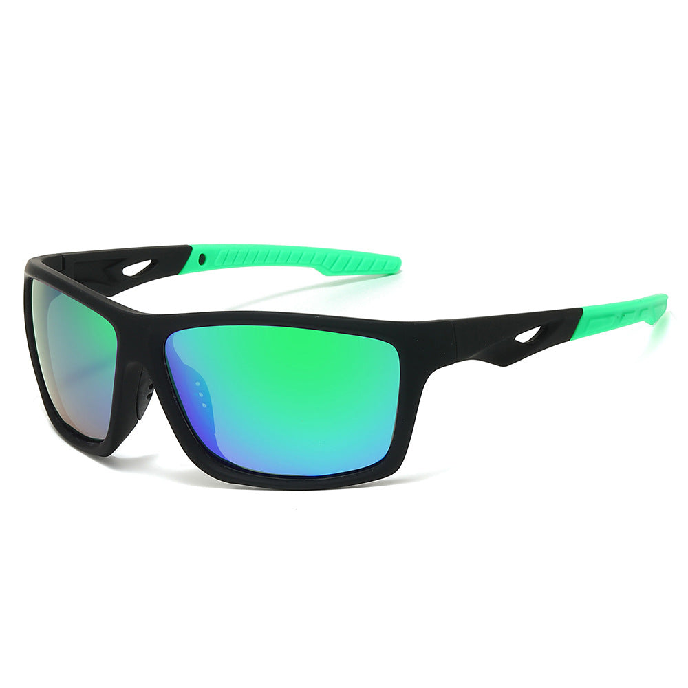 (6 PACK) Wholesale Sunglasses Polarized Outdoor Cycling 2025 - BulkSunglassesWholesale.com - Black Frame Green Mirrored
