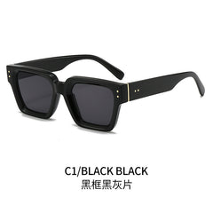 (6 PACK) Wholesale Sunglasses Fashion Square Unique Trendy 2024 - BulkSunglassesWholesale.com - Black Frame Black Black Lens