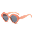 (6 PACK) Wholesale Sunglasses New Arrival Fashion Women Unique Oval Trendy 2024 - BulkSunglassesWholesale.com - Clear Pink Frame Black Lens
