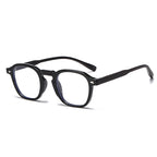 (6 PACK) Wholesale Eyeglasses Frames New Arrival Antiblue Light Fashion Rivet Korean Wood Grain Small Trendy 2025 - BulkSunglassesWholesale.com - Shiny Black Frame