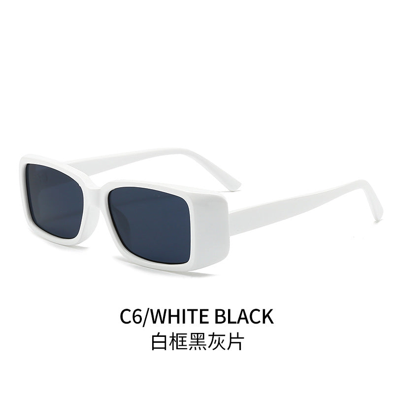 (6 PACK) Wholesale Sunglasses New Arrival Square Women Fashion Unique Square 2024 - BulkSunglassesWholesale.com - White Frame Black Black Lens