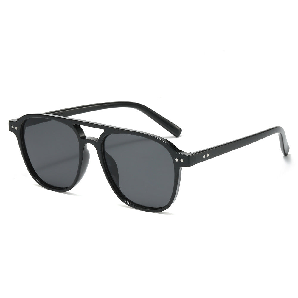 (6 PACK) Wholesale Sunglasses New Arrival Unique Aviator Trendy Street 2025 - BulkSunglassesWholesale.com - Black Frame Black Lens
