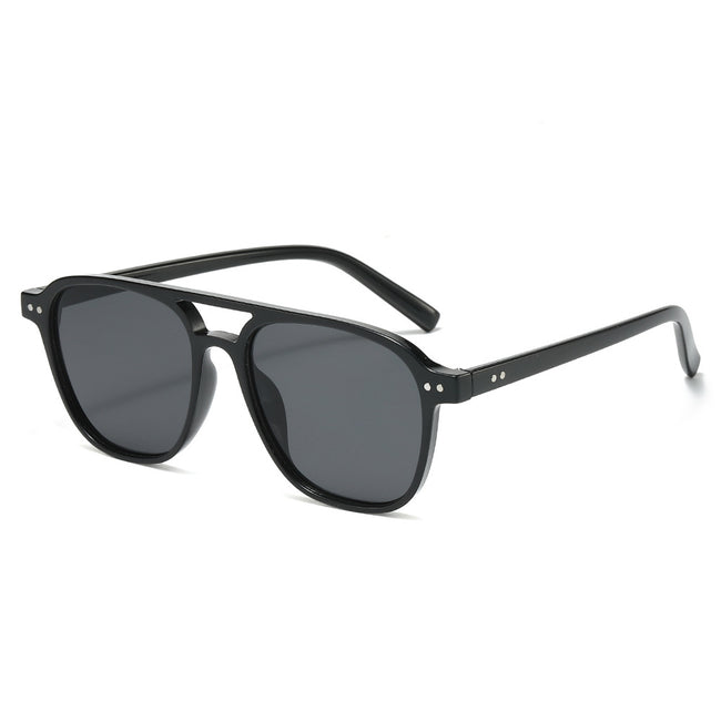 (6 PACK) Wholesale Sunglasses New Arrival Unique Aviator Trendy Street 2025 - BulkSunglassesWholesale.com - Black Frame Black Lens Hover Image