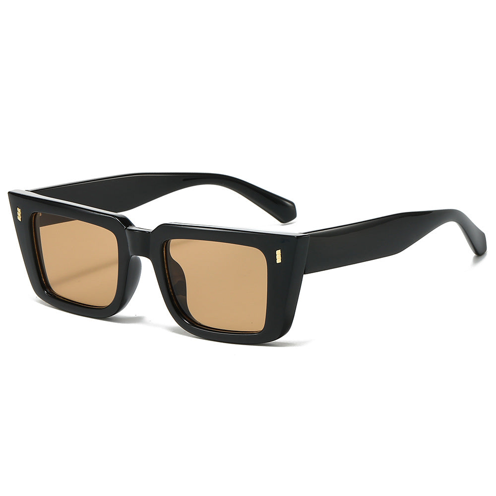 (6 PACK) Wholesale Sunglasses New Arrival Cat Eye Men Women Vintage Square 2024 - BulkSunglassesWholesale.com - Black Frame Tea Lens