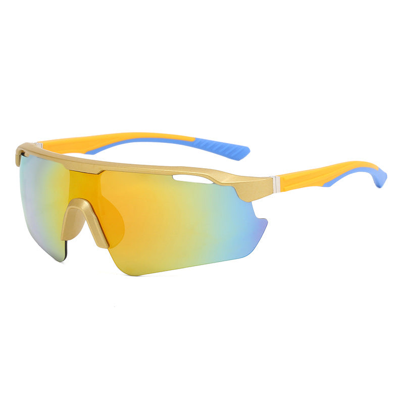 (12 PACK) Wholesale Sports Sunglasses Sport Cycling Women Outdoor New Arrival One Piece Windproof 2024 - BulkSunglassesWholesale.com - Gold Frame Orange Mirrored