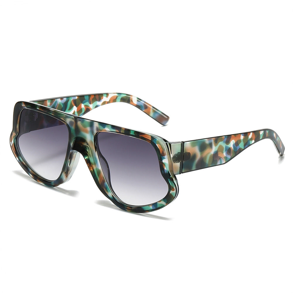 (6 PACK) Wholesale Sunglasses New Arrival Wide Fashion Oversized Trendy 2025 - BulkSunglassesWholesale.com - Green Frame Gradient Black Lens