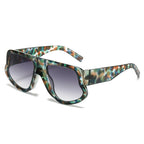 (6 PACK) Wholesale Sunglasses New Arrival Wide Fashion Oversized Trendy 2025 - BulkSunglassesWholesale.com - Green Frame Gradient Black Lens