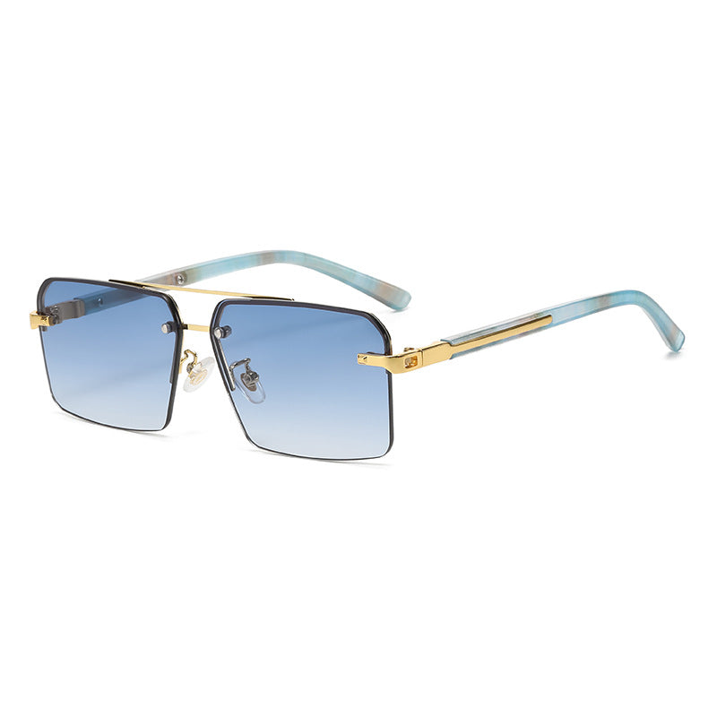 (6 PACK) Wholesale Sunglasses New Arrival Square Trendy Fashion Unisex Semirimless 2024 - BulkSunglassesWholesale.com - Gradient Blue